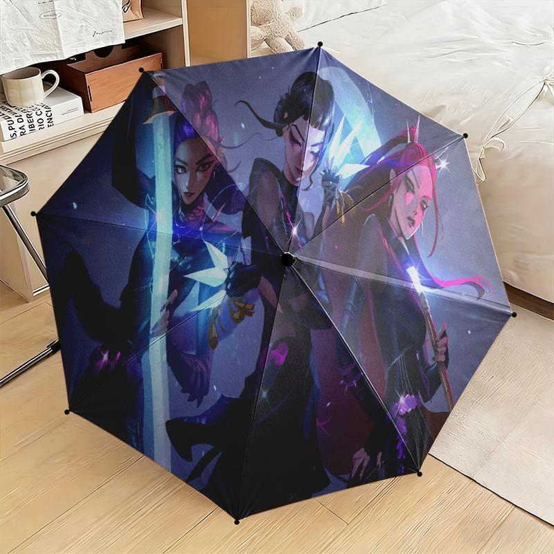 1pc K-Pop Devil Hunter Series Umbrella Portable Folding Umbrella Iron Frame Hole Bone Structure Outdoor Home Umbrella