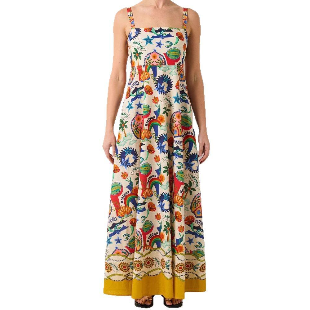 Весеннее платье-свинг с принтом граффити 2025 - Европейский и американский стиль