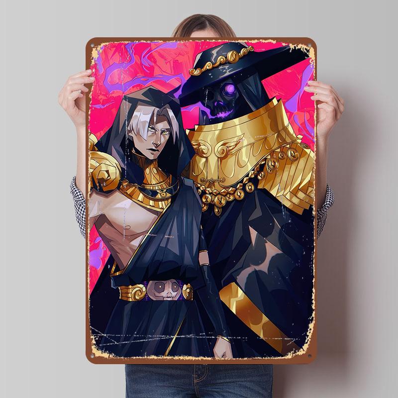 Hades Game Characters Thanatos and Zagreus Metal Poster Custom Wall Art Retro Vintage Tinplate Signs for Man Cave Room Decor Men