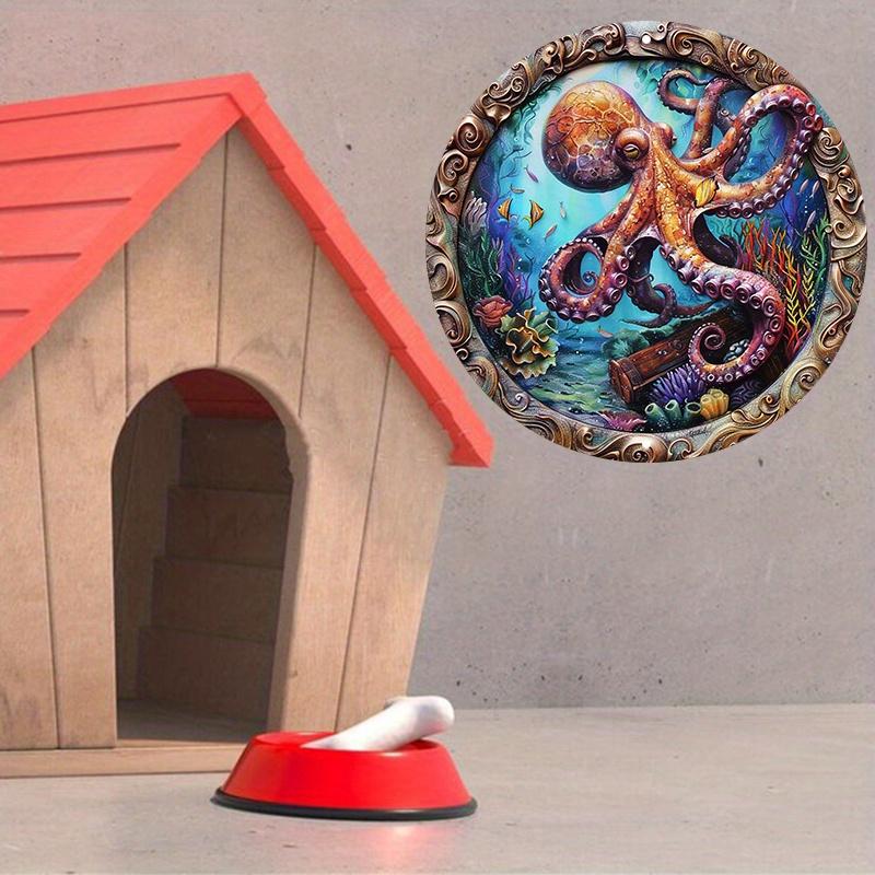 Прочная деревянная табличка «Венок с осьминогом», устойчивая к царапинам, декор для помещений и улицы, идеальный подарок на День святого Валентина