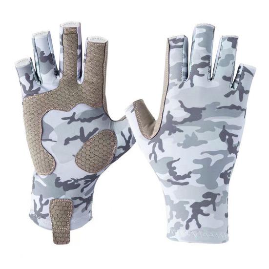 1 пара камуфляжных перчаток для рыбалки с полупальцами, защита от ультрафиолета UPF 50+, легкие перчатки без пальцев для мужчин и женщин, для занятий спортом на открытом воздухе, парусного спорта, каякинга, гребли