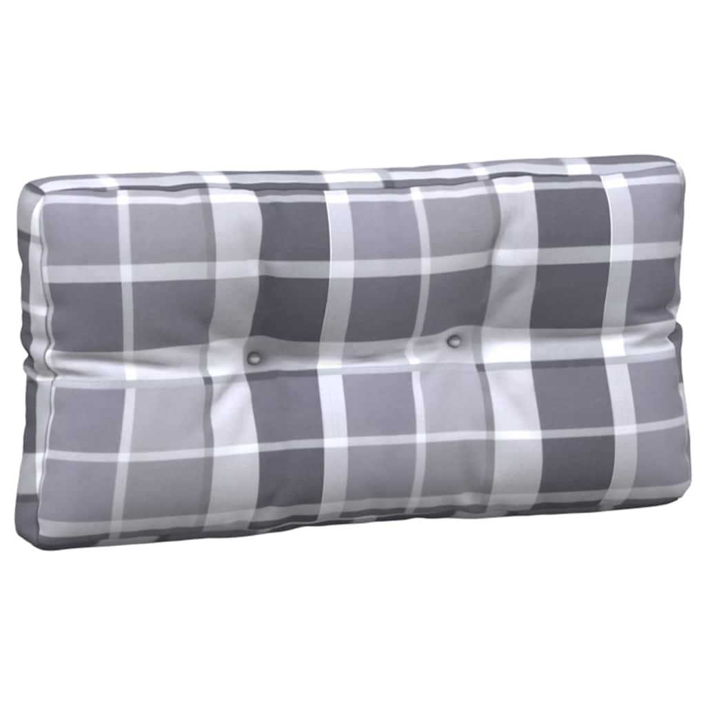 5 Piece Pallet Cushion Set Grey Checkered Fabric