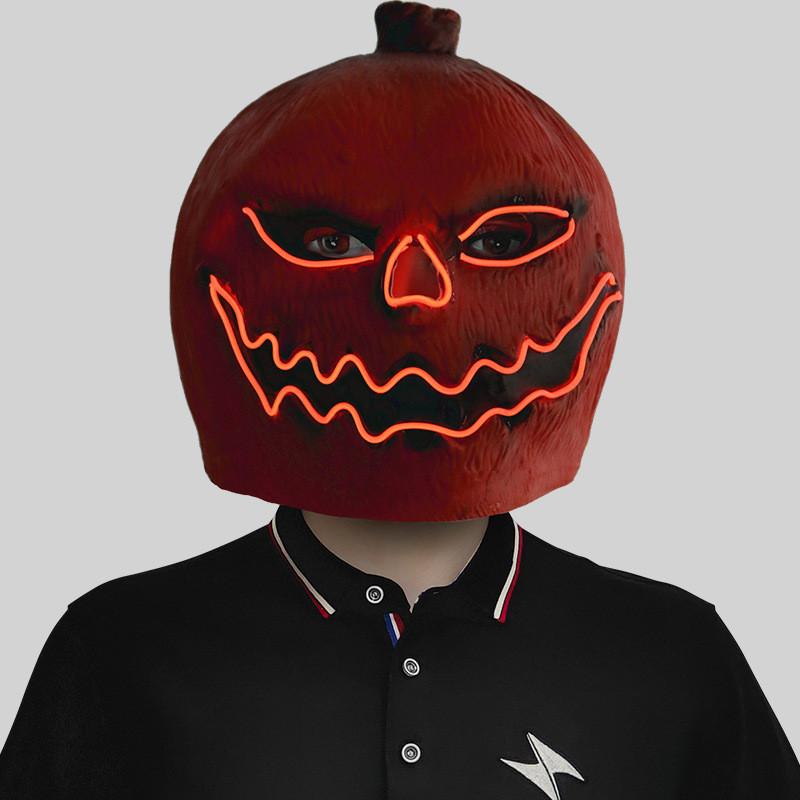 Страшная Светящаяся Тыквенная Голова Латексная Маска для Хэллоуина, Костюмированных Вечеринок и Фестивалей