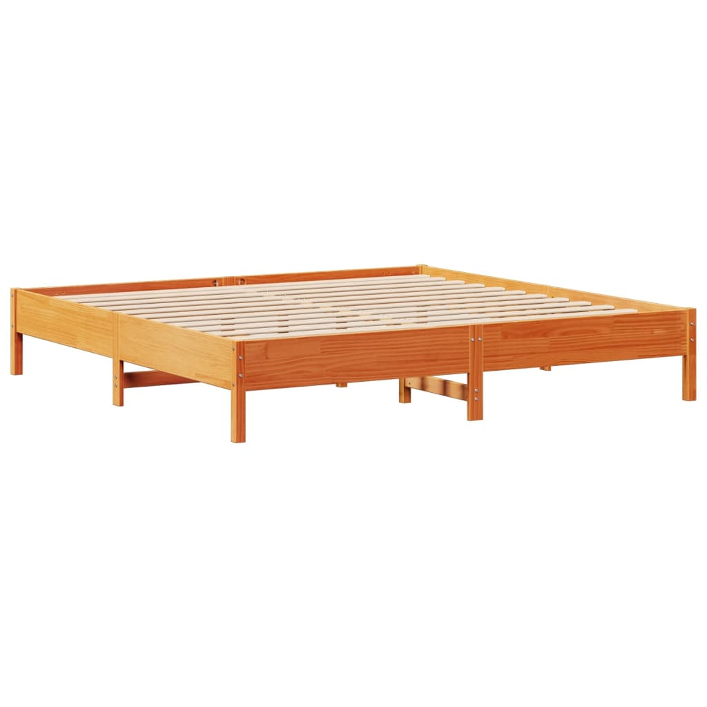 Solid Wood Bed without Mattress Wax Brown 200x200 cm Pine Wood