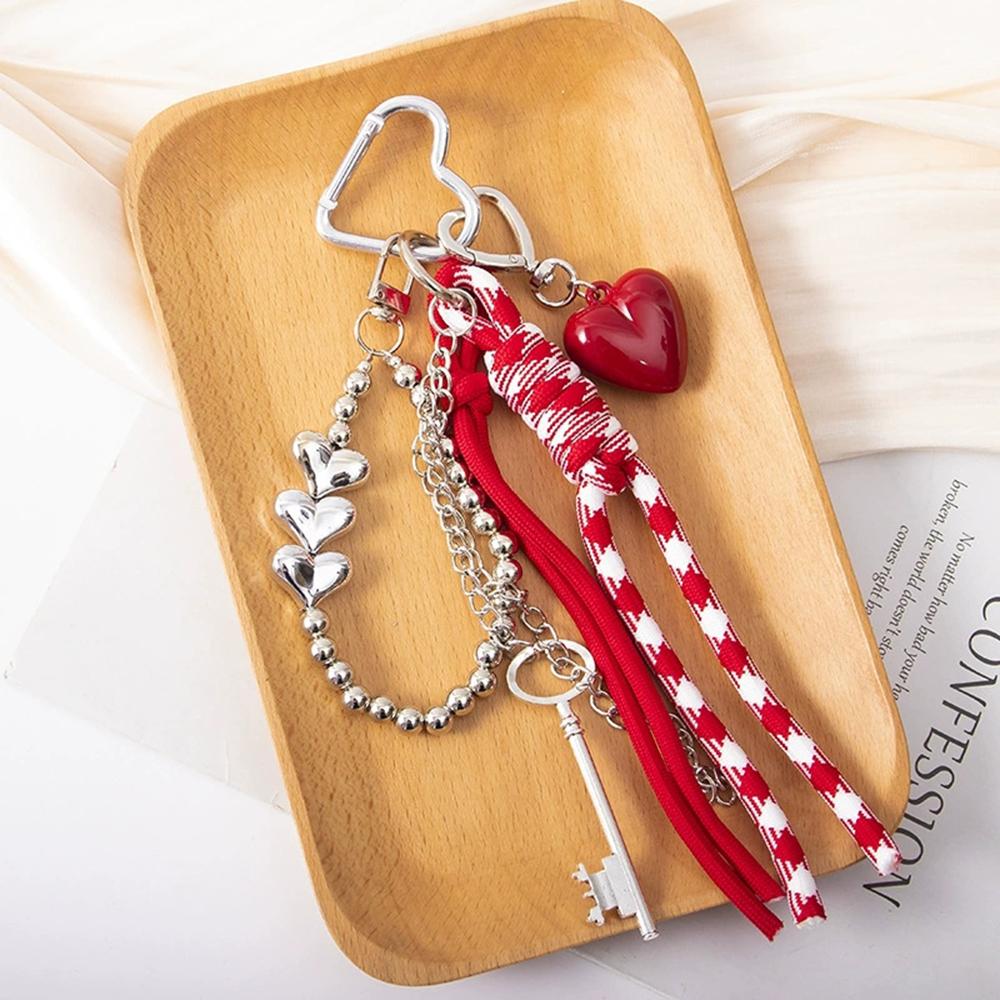 New Bead Woven Rope Red Bow Multi-element Creative Design Portable Charter Key Delicate Accessories Gift Bag Charm