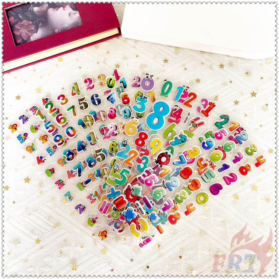 8Sheets/set Cartoon Numbers Rewards Sticker Puffy Bubble Toys Stickers