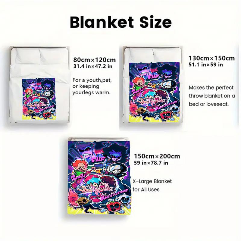 Friday Night Funkin 2D Flat Pattern Flannel Blanket High quality All Seasons Warmth and Comfort Perfect for Christmas Gifts.