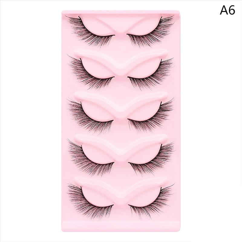 5Pairs Cat Eye 3D Mink Lashes Natural Eyelashes Winged End Eye Elongated False Eyelashes Lashes Extension