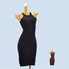 Fashion Women's Wear Sunken Stripe Skinny Sheath Sleeveless Halter Pure Color Dress Split Vest One-Step Skirt New Arrival