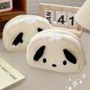 Kawaii Black White Dog Large Capacity Plush Pencil Bag Cute Pencil Cases Pouch Stationery Organizer Holder Gift Prizes