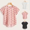 Женские летние повседневные топы с точечным принтом, футболки с короткими рукавами, блузка