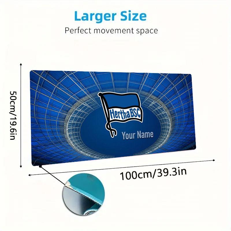 Hertha BSC Custom Name Large Size Mouse Pad Large Gaming Table Cushion Non-slip Laptop Tablet Big Mousepad XXL Mat Mini PC Playmat With Lock edge