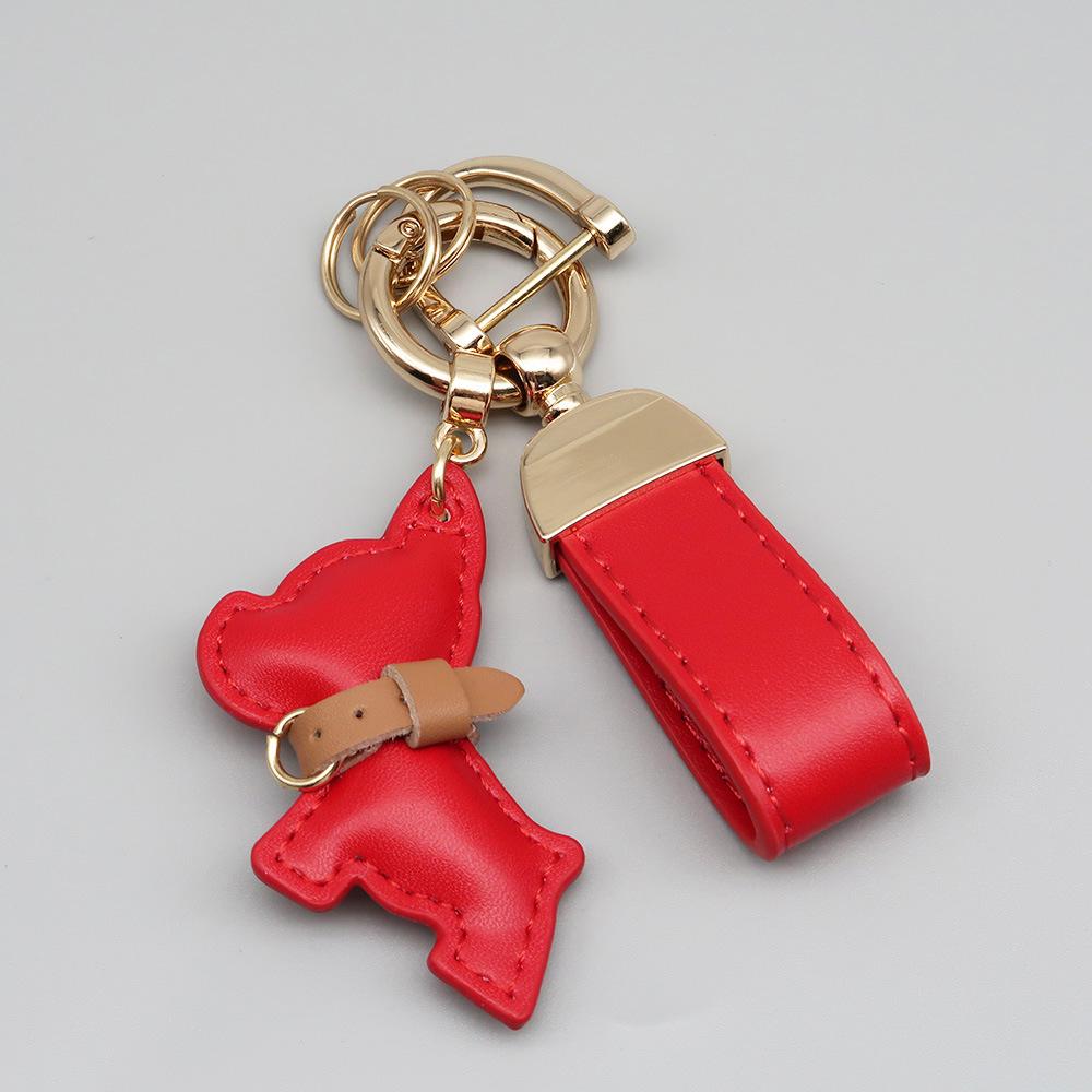 Trendy Custom Name Metal Leather Dog Keychain Pendant Moto Car Keyring Laser Engrave Text Cartoon Key Ring Chain Women Men Gift