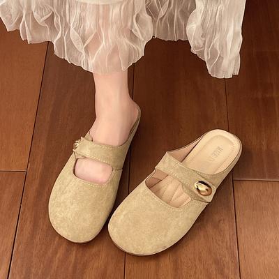 Модная обувь Флоковая накидка на носок Женские тапочки Шлепанцы Леопард 2025 Плоские Мэри Джейн леопард Ретро Плоская обувь Женские тапочки Шлепанцы