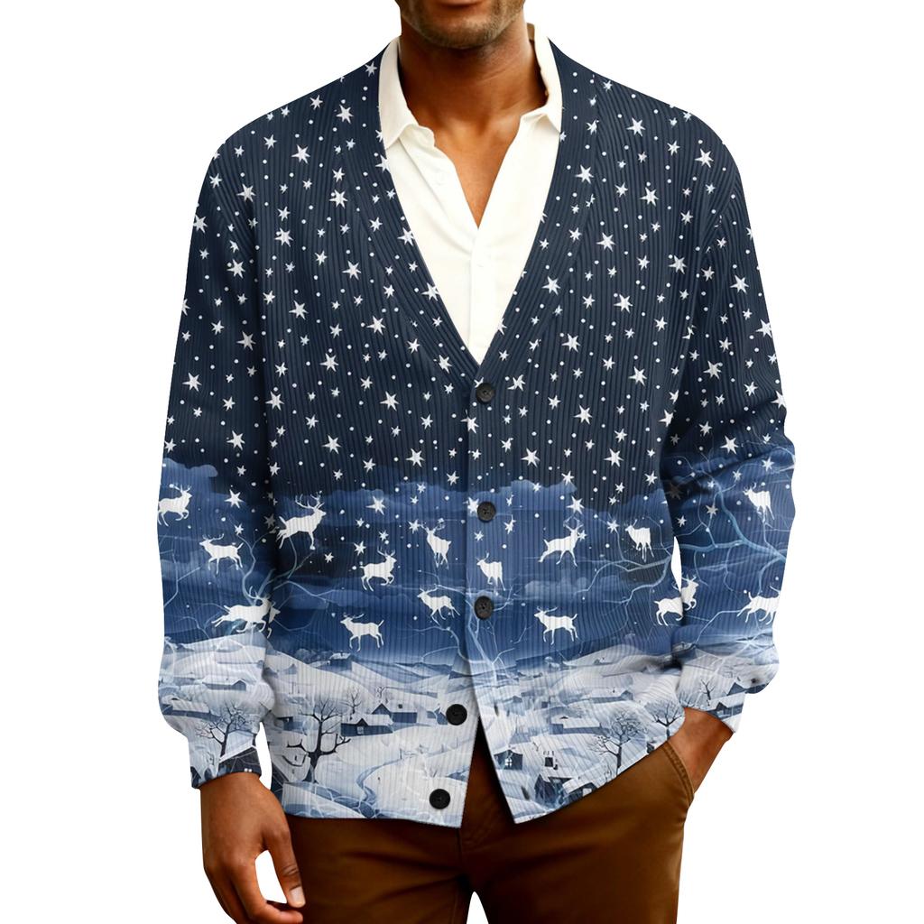 Мужской кардиган с длинным рукавом, рубчатой вязки