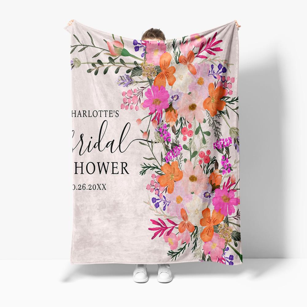 Floral Print Fleece Blanket - Soft Warm Throw Blanket for Women Girls Sofa Bed Decoration Gift