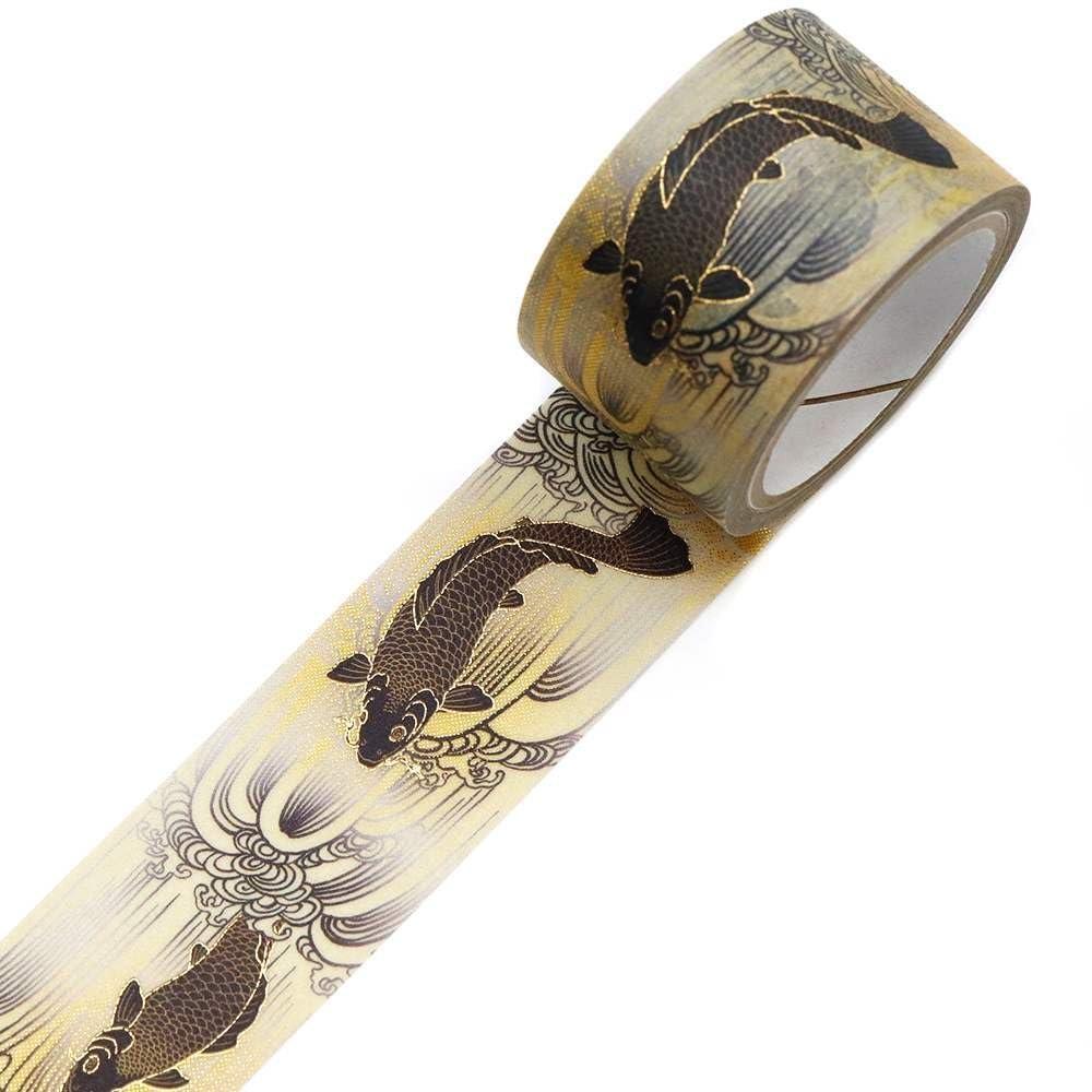 Kimonobi Zen Sui Toryumon Washi Tape 25mm Gold Foil Gradient Japanese Masking Tape for Journaling Crafting GR-3066