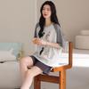 Pure cotton pajamas women's summer thin short-sleeved shorts casual Korean version cartoon cotton half-sleeved loungewear
