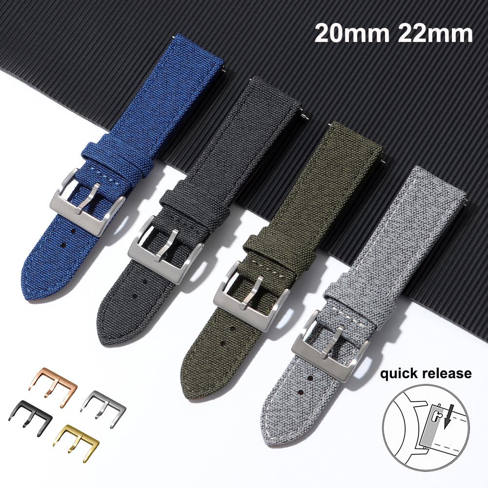 20 мм 22 мм Высококачественный ремешок из парусины Нейлоновый ремешок для часов Холщовый Водонепроницаемый браслет для мужчин Женщин Бизнес Браслет Аксессуары