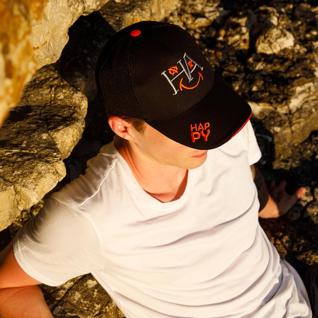 Biggdesign Moods Up Happy Trucker Hat Black Color