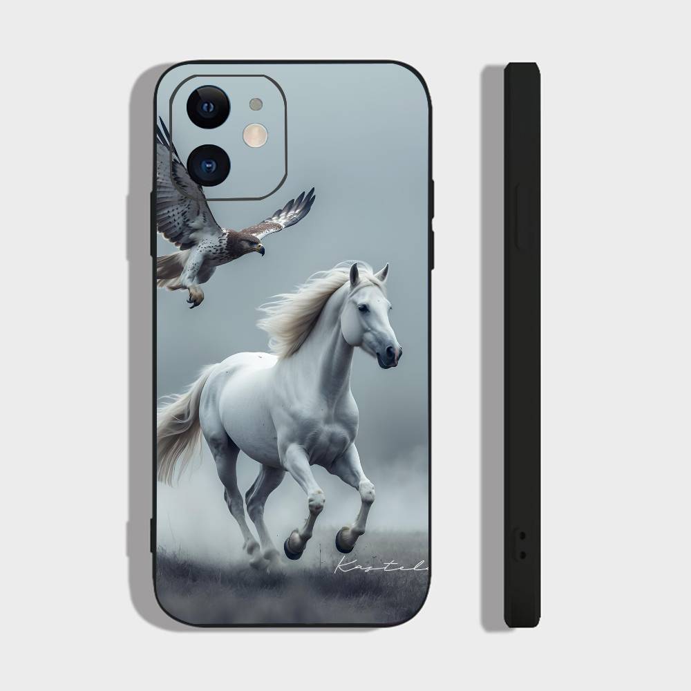 Животное Скачущая Лошадь Для IPhone 13,17,11,12,16,14,15,Plus,Pro Max Мягкий Силиконовый Черный Чехол Для Телефона