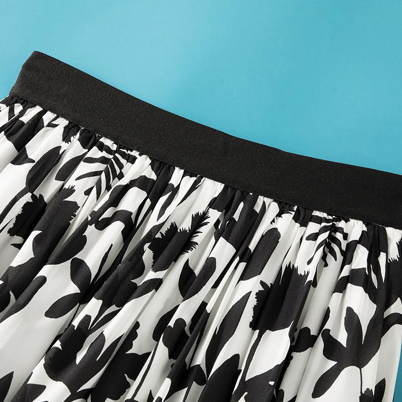 Элегантная Новая Женская Летняя Юбка А-силуэта с Высокой Талией и Двойными Складками из Шелка-Тусса