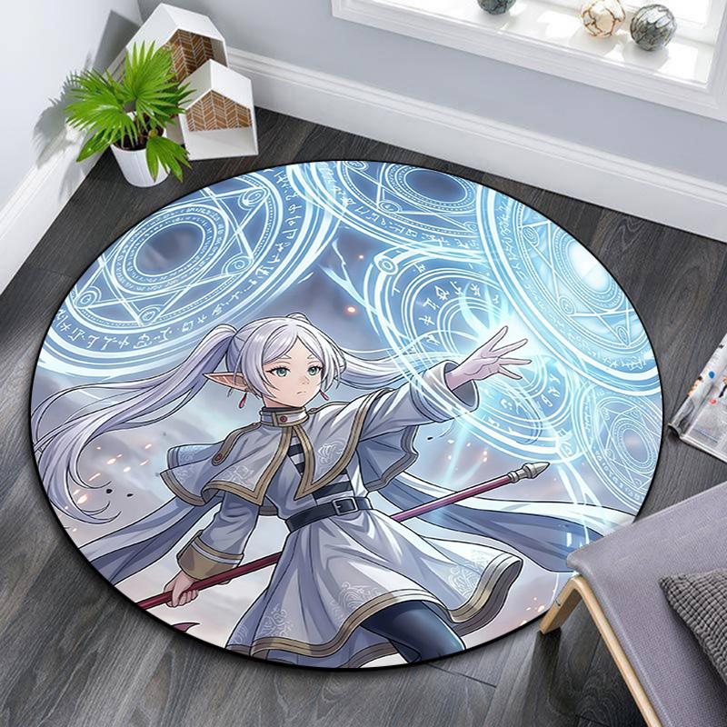 Frieren3 Round Area Rug,Carpet Rug for Living Room Bedroom Sofa Playroom Decor,Non-slip Floor Mat