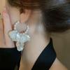 Серьги-кольца с лепестками ракушек, белые серьги-капли с кисточками, элегантные жемчужные серьги, женские