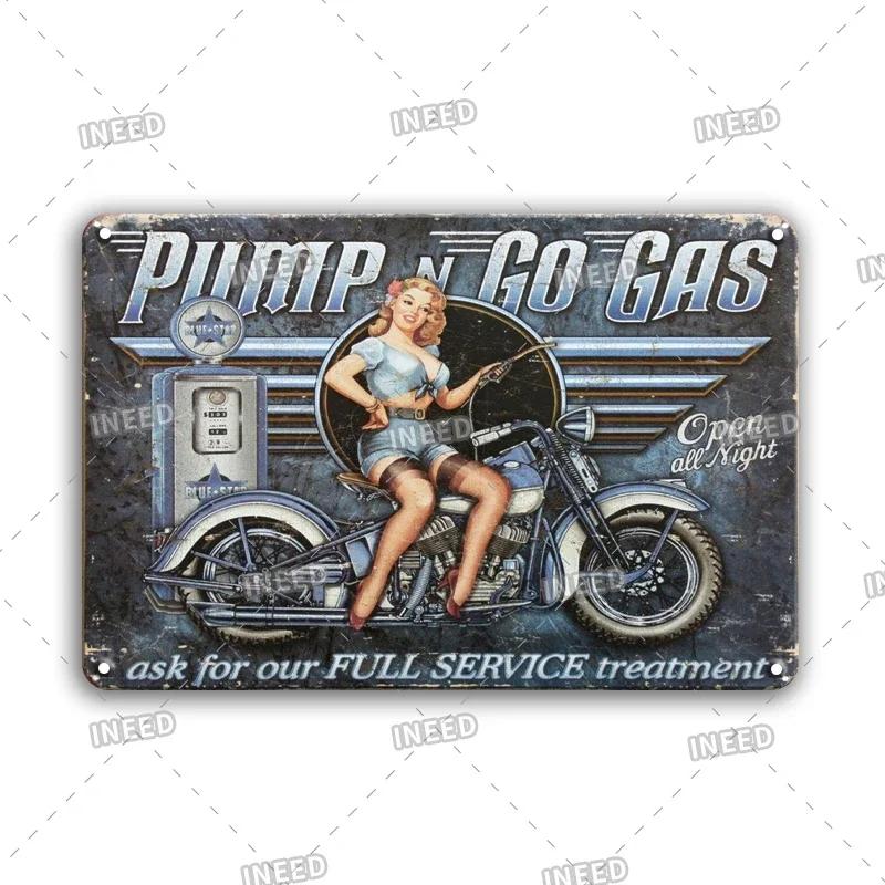 Ретро-сексуальная красота Алюминиевый плакат - Мужская металлическая табличка, Декор стены гаража, пещеры, мастерской