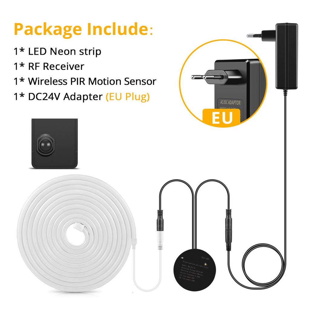 Настоящая силиконовая трубка 24 В неоновая светодиодная лента портативный датчик движения PIR переключатель DIY шкаф спальня лестница ночная подсветка