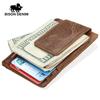 Fashion Vintage Genuine Leather Men Front Pocket Magnetic Money Clips ID Credit Card Holder Wallet