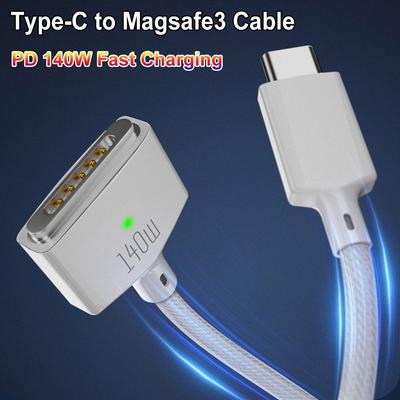 Кабель-переходник USB Type C на Magsafe 3 с магнитным разъемом для зарядки ноутбука PD 140 Вт для MacBook Air/Pro A2442 A2485 A2681, 2 м