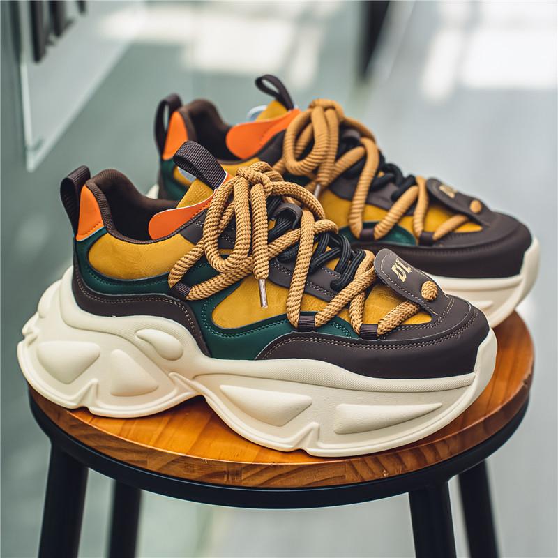 Модная повседневная обувь из микрофибры с верхом, увеличивающая рост, на плоской платформе, массивные кроссовки, мужская дизайнерская обувь в стиле гранж для спорта