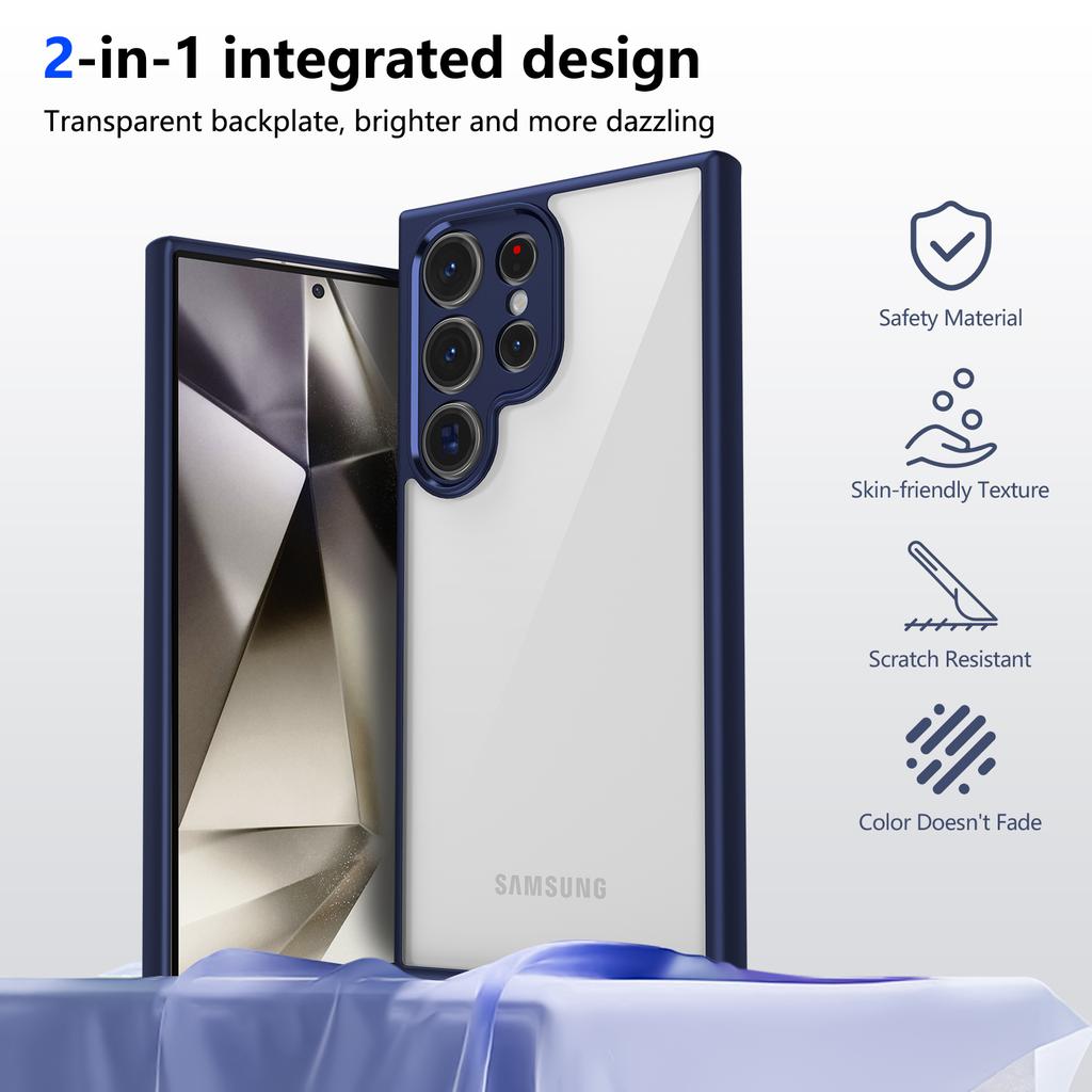 Чехол для Samsung Galaxy S22 Ultra 5G Матовый Skin Touch Прозрачный PC + TPU Ударопрочная задняя крышка телефона