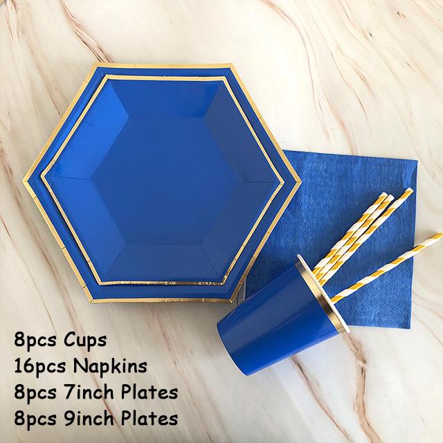 40 шт./лот одноразовая посуда набор золотых вечерние однотонные бумажные стаканчики тарелки день рождения детский душ карнавал свадьба декор принадлежности