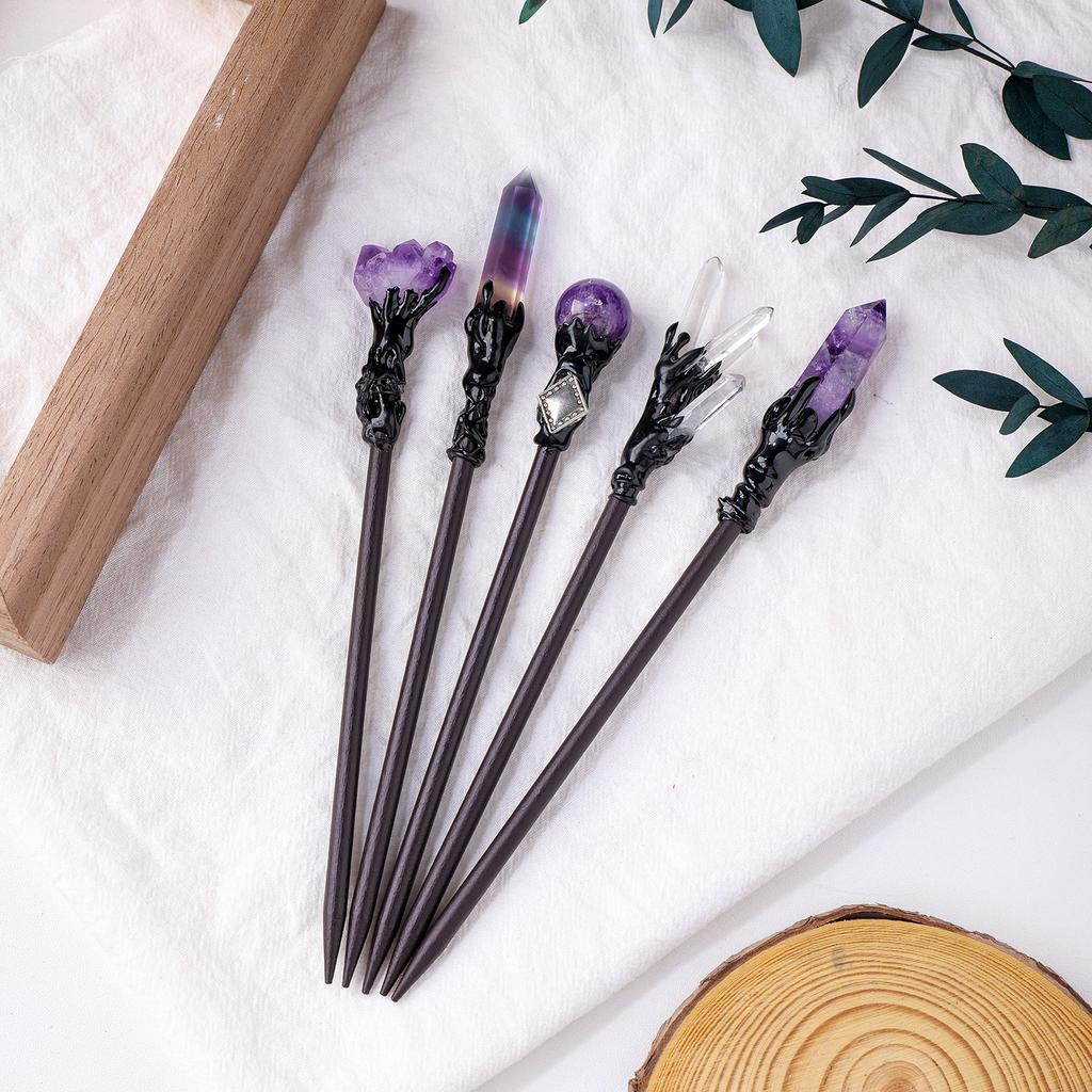 1pc Natural Crystal Column Hairpin Simple Hairpin Hairpin Plate Hairpin Step Accessories Holiday Gift arbol de cuarzo rosequartz