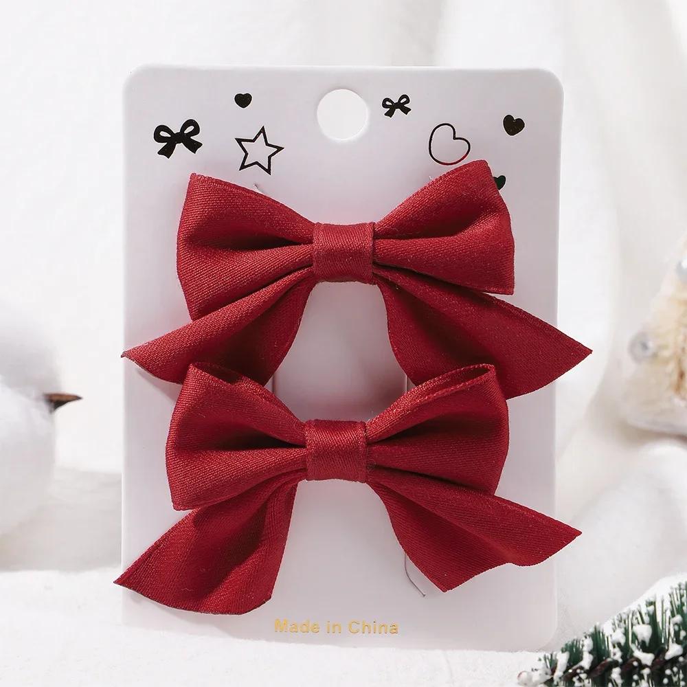 2 шт./компл. Однотонные нейлоновые детские бантики Заколки для волос для маленьких девочек Ручной работы Бантик Заколка-автомат Фотографические аксессуары для волос