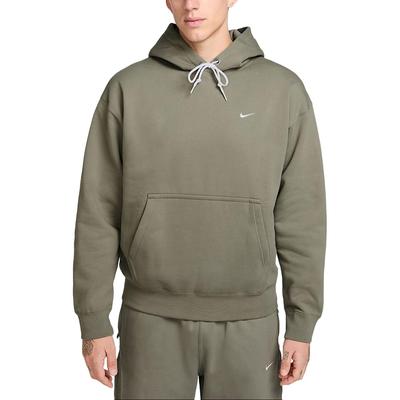 Nike Худи пуловер флис однотонный Solo Swoosh FW24 с длинным рукавом мужской светло-армейский-зеленый белый DX1355320