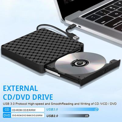 Внешний DVD-привод с двумя USB: Оптический привод для настольного компьютера, ноутбука и мобильного устройства.