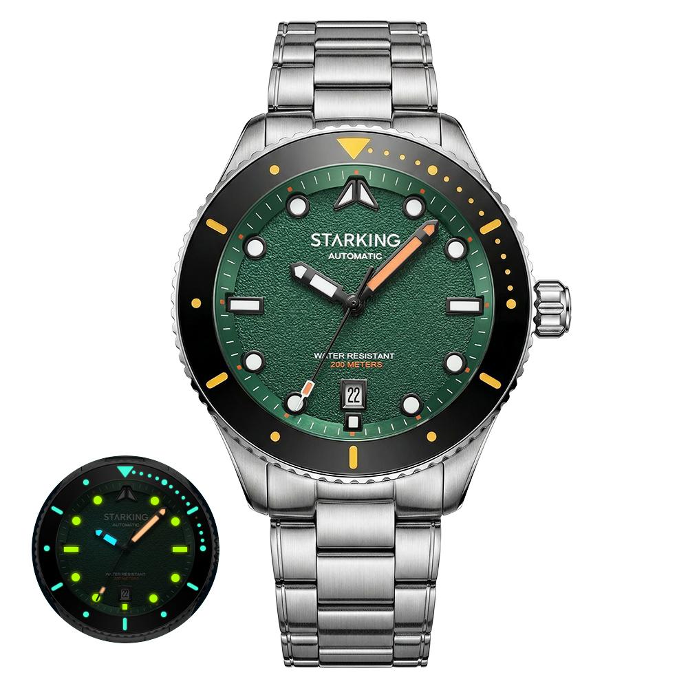 STARKING Men's Miyota 8215 Automatic Mechanical Watch Sapphire Crystal Luxury Watch Luminous 20Bar Waterproof Dive Watch for Man