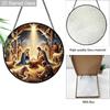 1pc 2D Flat Nativity Stained Glass Suncatcher, 6.3/7.87 Inch Sacred Nativity Scene Glass Suncatcher, Religious Christmas Hanging Ornament Gift