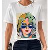 Essence Fashion White Portrait Printed T-shirt Summer Cotton Breathable T-shirt Street Retro Fashion Comfortable T-shirt