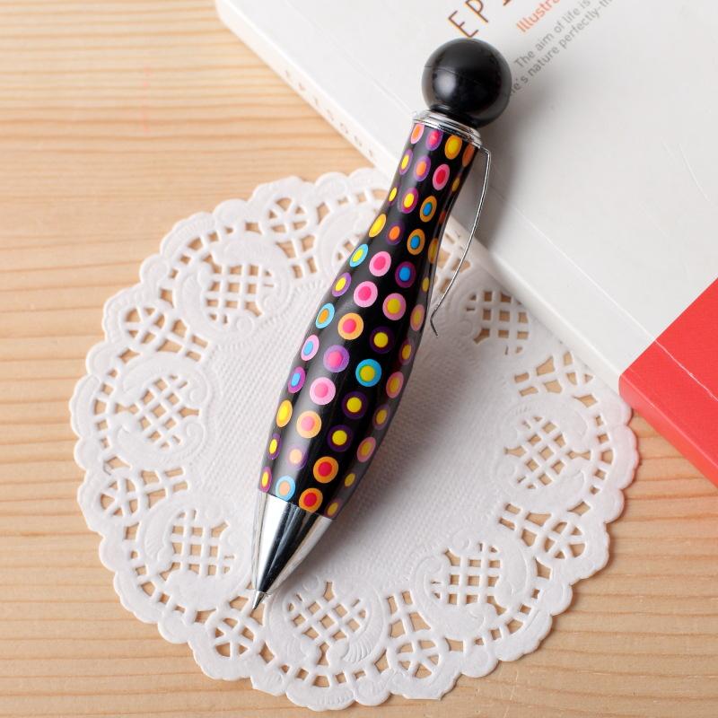 Короткая ручка в форме мини-боулинга, элегантная, с принтом в виде точек и цветов, в стиле бохо, шариковая ручка для школы, офисные принадлежности