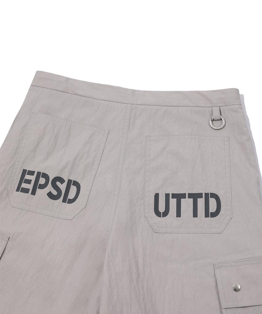 EPISODE UNTITLED String Logo Print Bermuda Cargo Pants_Grey