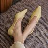 Women Pumps Natural Leather Shoes Plus Size 22-26.5cm Length Soft Sheepskin Pointed Crystal Heel Full Leather Shoes