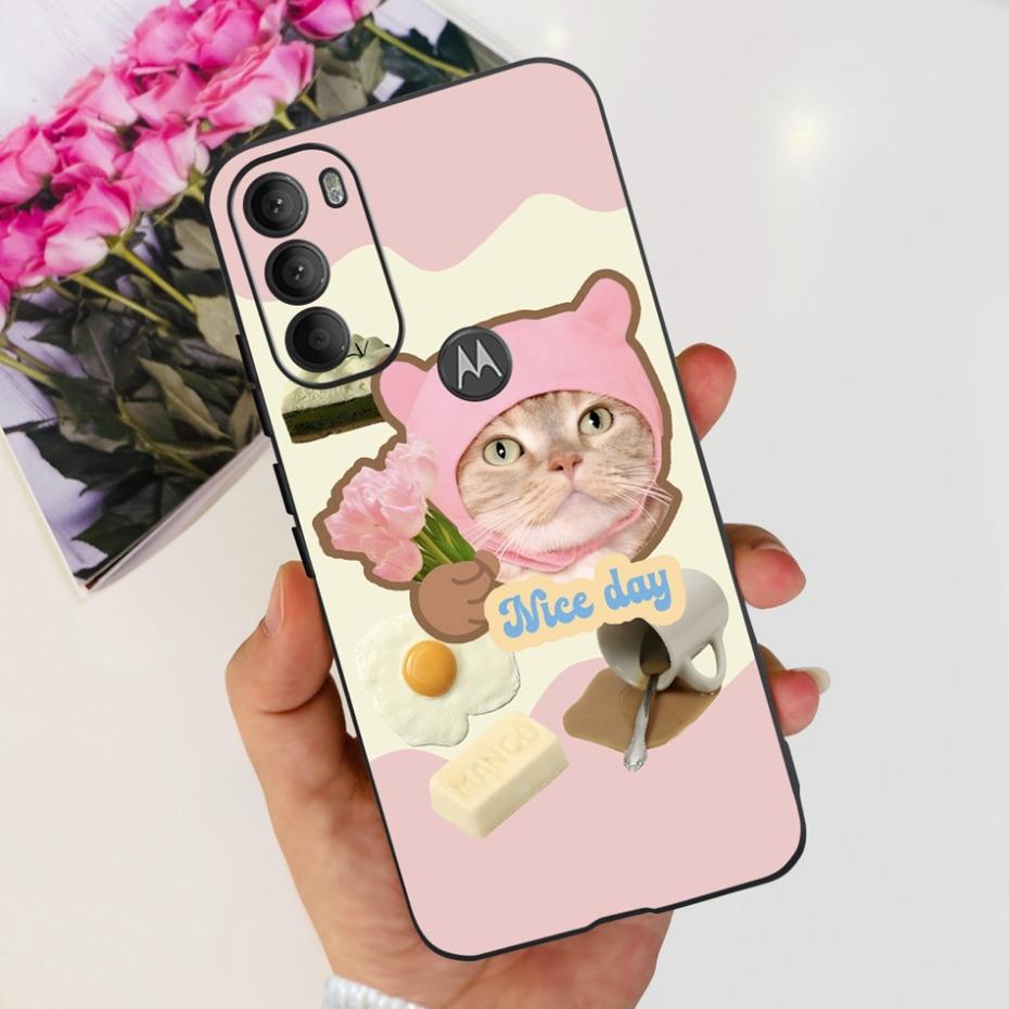 Lovely Printing Case For Motorola Moto G71 5G Soft TPU Black Silicone Back Cover For MOTO G71 G 71 5G XT2169-1 Phone Cases
