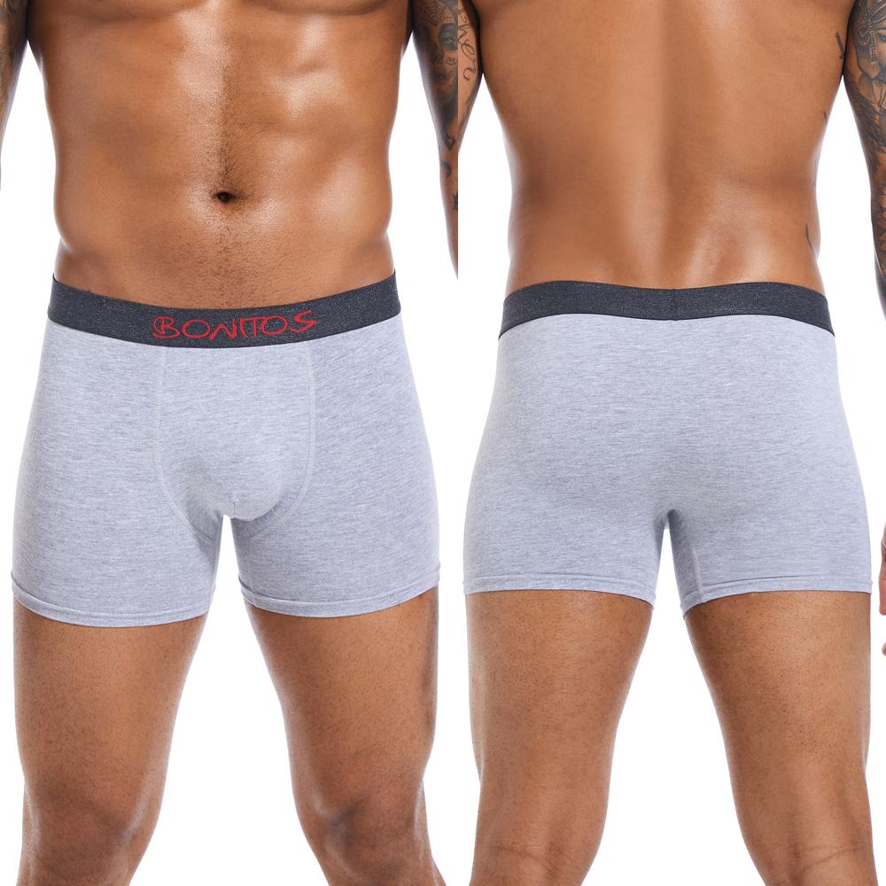 BONITOS 4 шт. боксеры, однотонные сексуальные мужские трусы, хлопковые мужские трусы