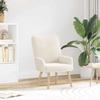 Armchair Cream 63 x 67 x 94 cm Sheepskin Fabric and Plywood