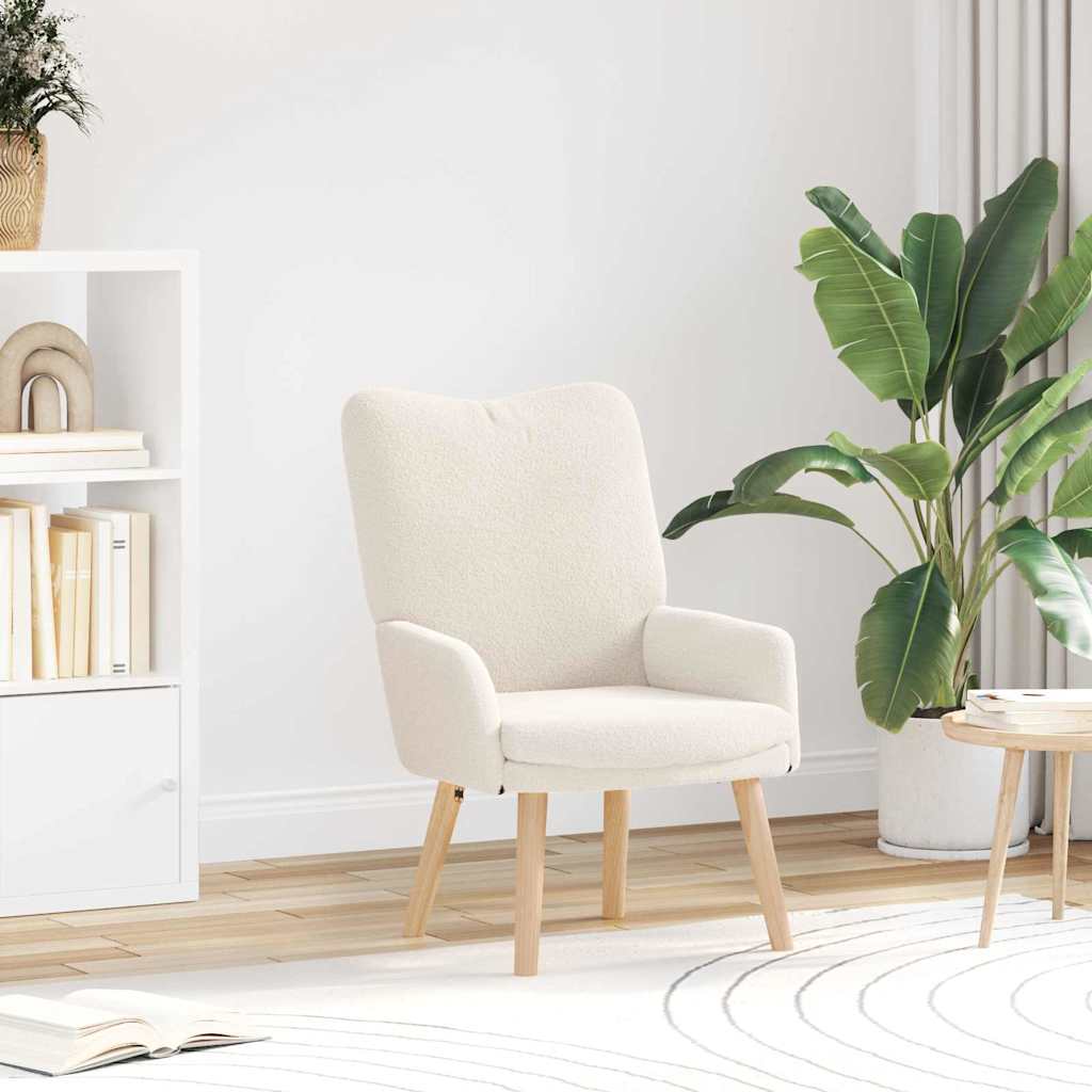 Armchair Cream 63 x 67 x 94 cm Sheepskin Fabric and Plywood