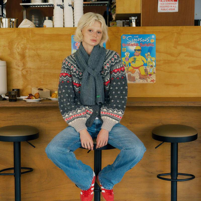 GREENBUTTER Пушистый короткий шарф (Древесный уголь)